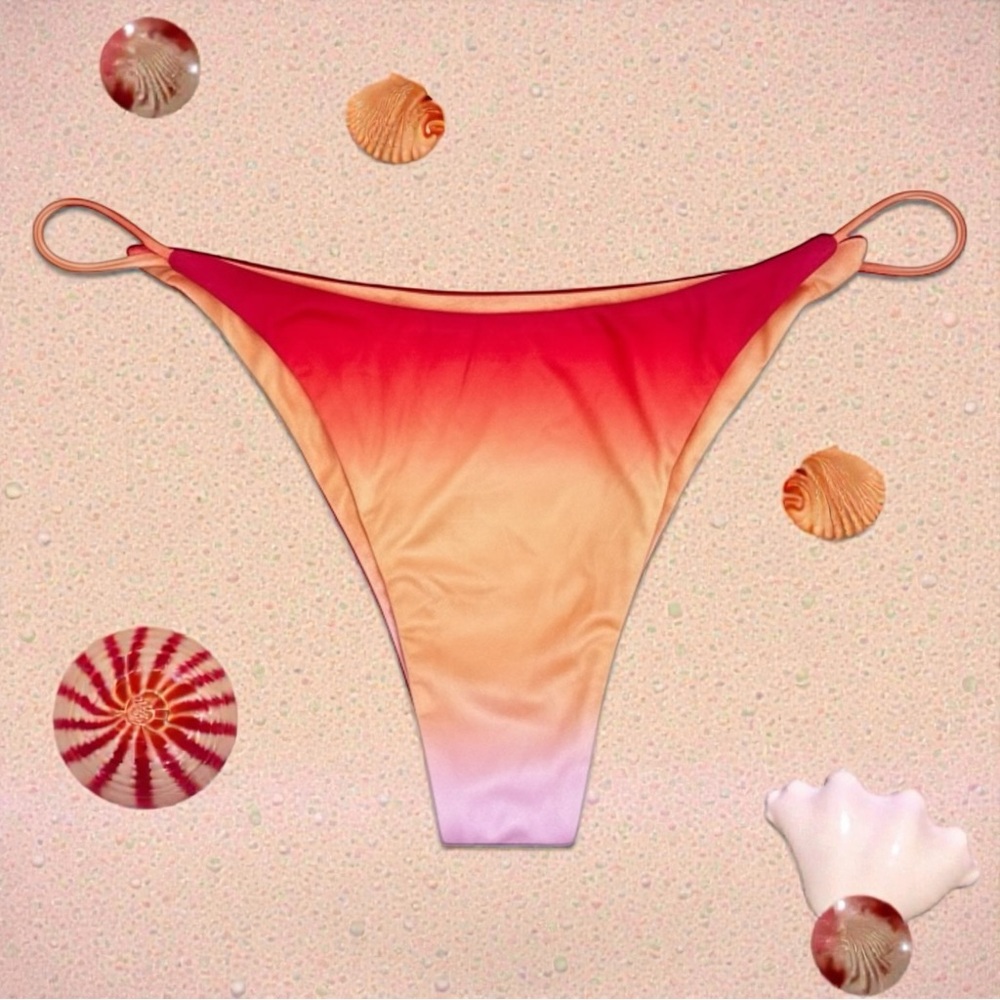 Superdown Kristy Bikini Bottom Orange Ombre Size S NWT High Cut Cheeky Swim